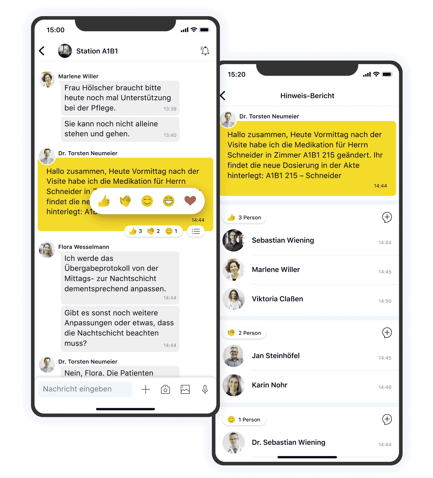 Teamwire Status-Nachrichten Notiz