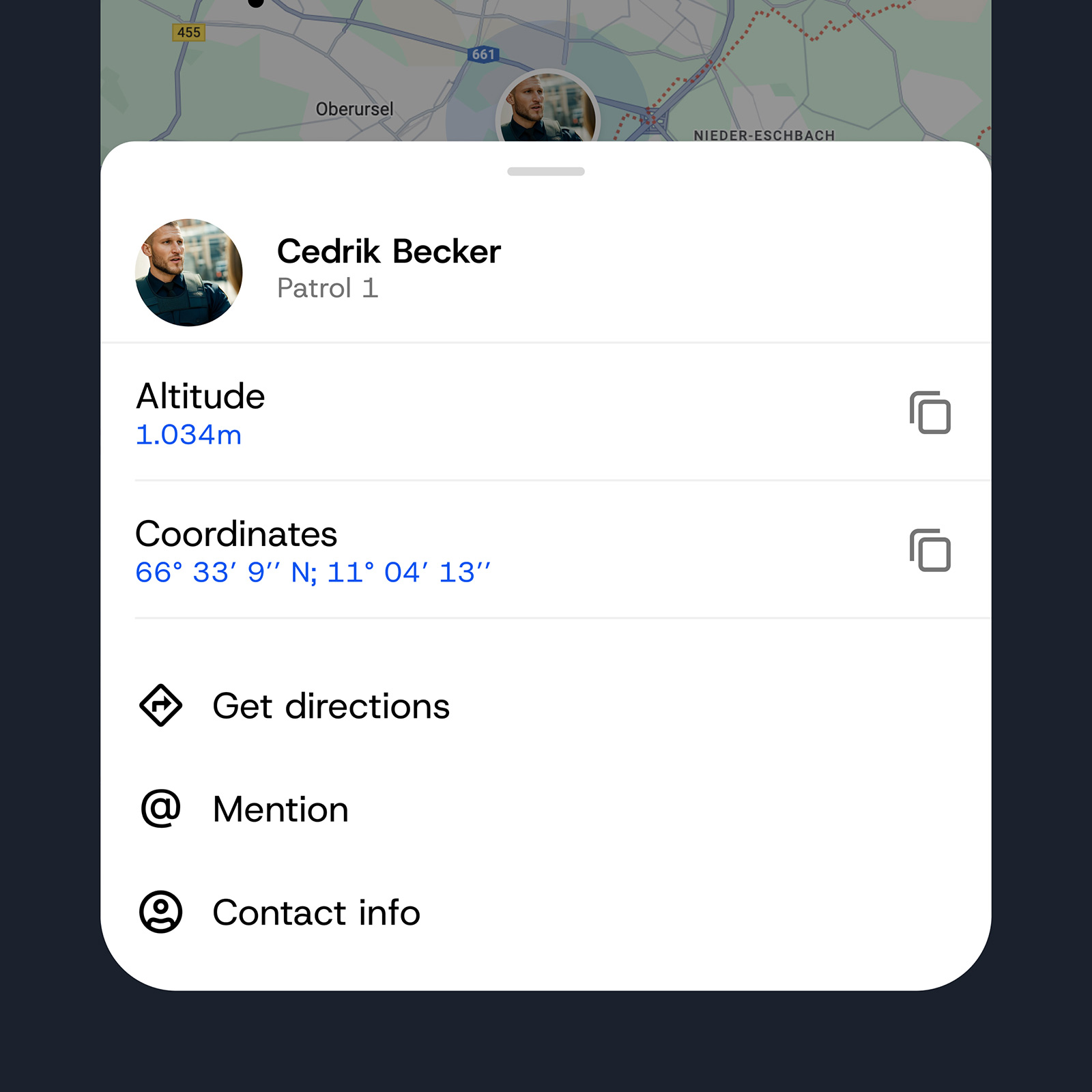 Koordinaten empfangen