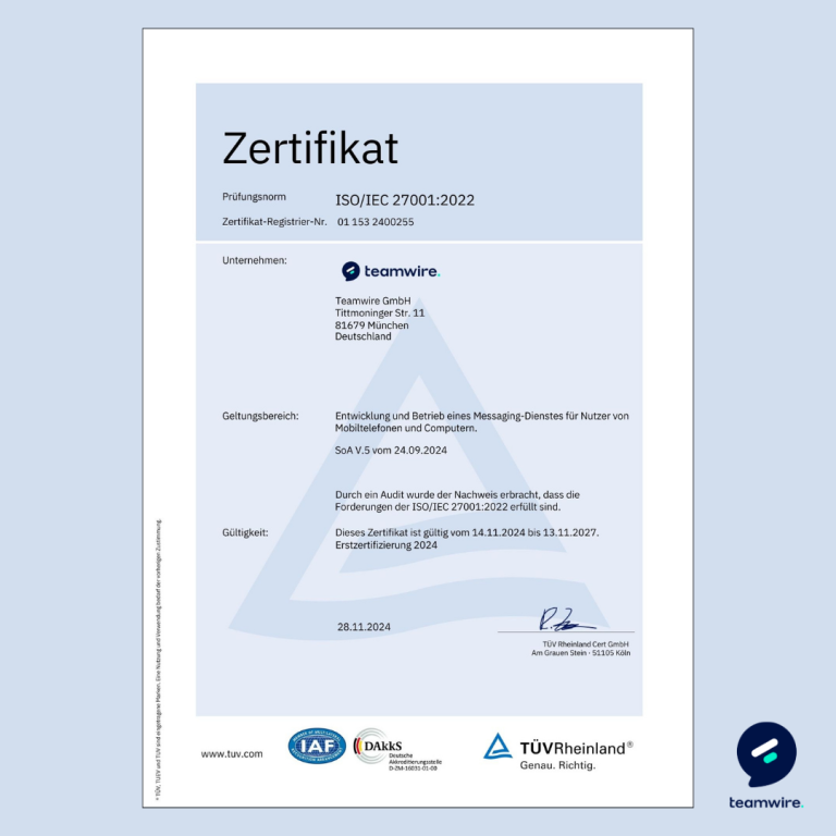 ISO 27001 Zertifikat